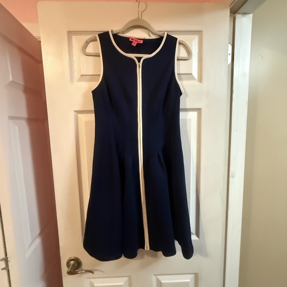 Betsey Johnson Navy Dress with White Accents